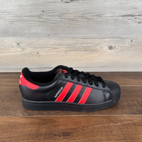 adidas Superstar 2 Mens Size 13 Core Black Lucid Red Cloud White JQ3176 - Picture 3 of 9